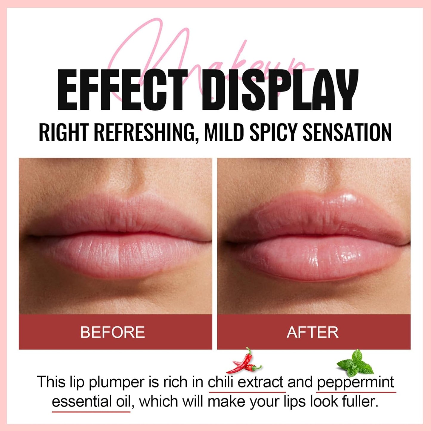 Erinde Lip Plumper Gloss, Natural Spicy Lip Plumping Booster Lip Plumping Oil, Ultra-Hydrating & Nourishing Plump Lip Plumper, Glossy Finish Fuller Lip Plumping Lip Gloss for Women Girls, 03#