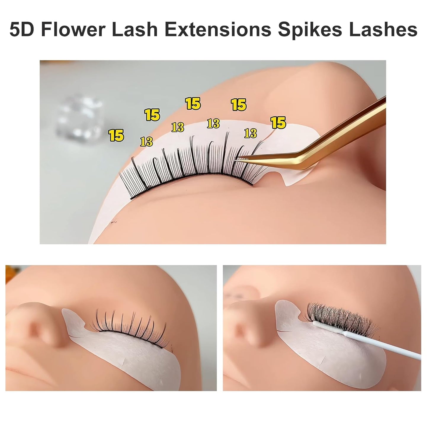 5D Flower Lash Extensions Spikes Lashes 0.07 Matte Black D Curl Lashes Mix 8-15mm Eyelash Extension Lash Trays Professional Use(5D Flower,0.07-D,8-15mm)