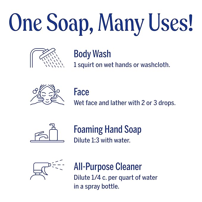 Dr. Bronner's Pure-Castile Magic Liquid Soap (Peppermint, 8 Ounce)- Made with Organic Oils, 18-in1 Uses: Face, Hair, Hand & Body Soap, Laundry, Pets- Concentrated, Vegan, Non-GMO