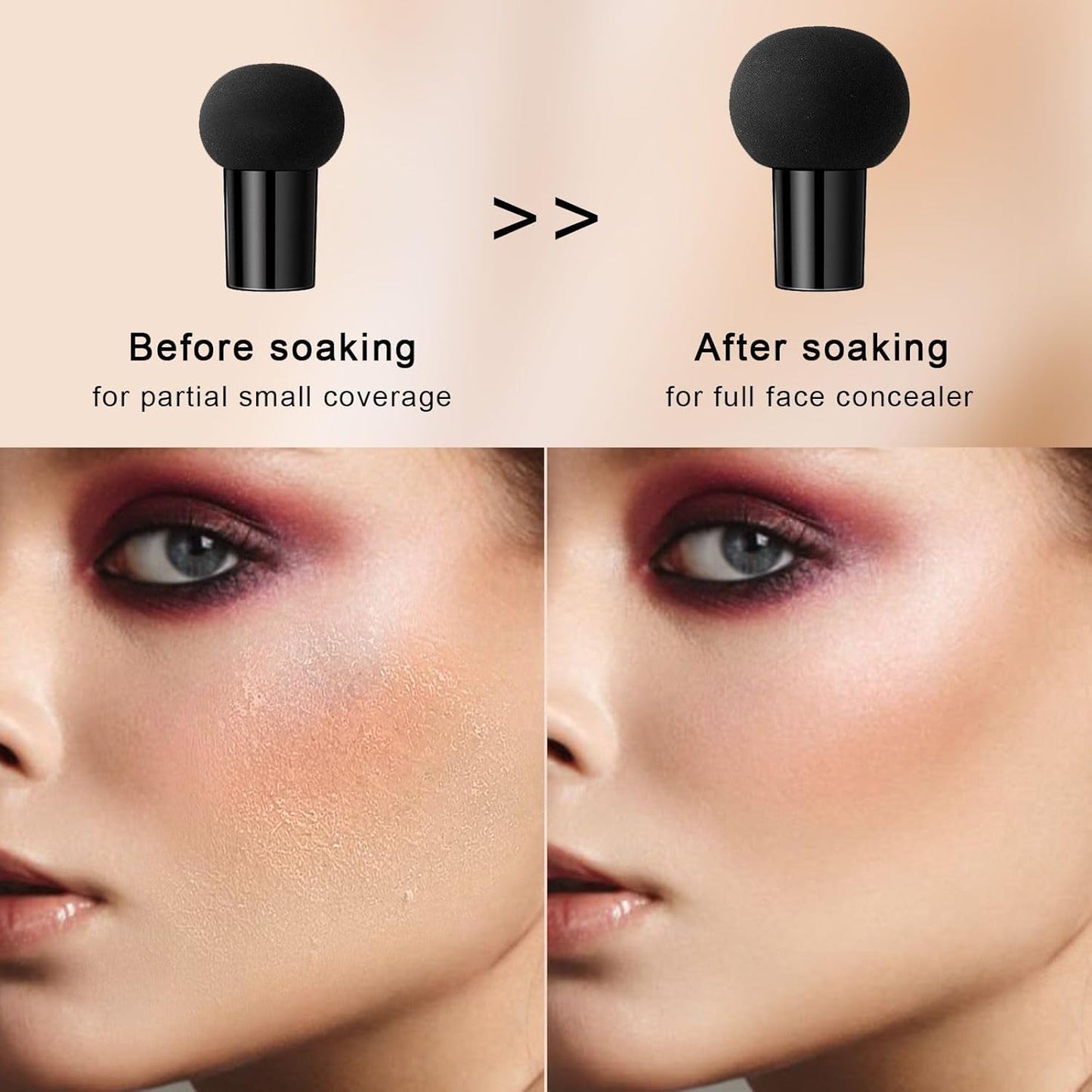 Mushroom Head Air Cushion CC Cream - BB Cream Face Makeup for Mature Skin, Moisturizing Cover Balm Foundation & Long-Lasting Color Correcting Concealer, Even Skin Tone for All Skin Types