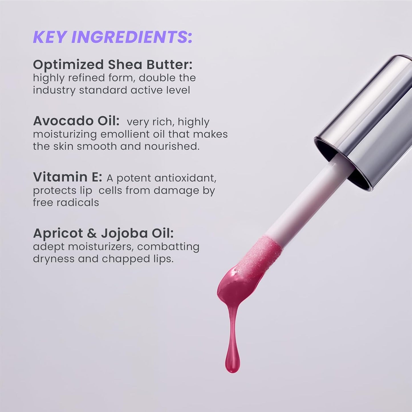 Wonderskin Lip Oil Rehab Serum - Tinted Lip Oil, Hydrating, Moisturizing, and Non-Sticky Deep Red Tint Serum for Dry Lips (Honey)
