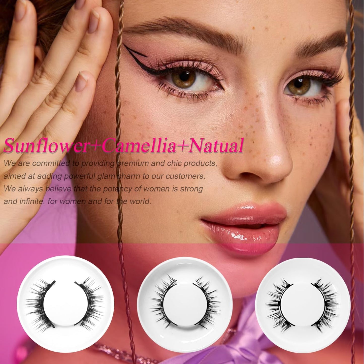 Elara Craft Magnetic Eyelashes with Applicator, Magnetic Eyelashes Without Eyeliner，Reusable Glue-Free Natural Look Eyelashes Kit Easy to Wear and Remove