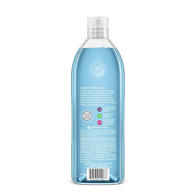 Method Foaming Hand Soap Refill, Sea Minerals, Recyclable Bottle, 28 oz, (Pack of 1) (Packaging May Vary)