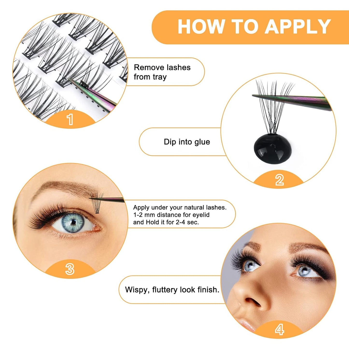 B&Qaugen Individual Lashes 280 Cluster Lashes Clusters Eyelash Clusters 10D 20D DIY Eyelash Extension Lash Clusters Extensions C D Curl Cluster Eyelash Extensions（10D-D-9-16 mix）