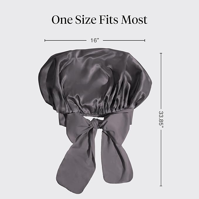 Kitsch XL Satin Bonnet for Sleeping - Softer Than Silk Bonnet For Sleeping Women - Secure Fit, Adjustable, Night Cap For Curly & Textured Hair - Prevents Breakage, Tangles & Thinning - Charcoal