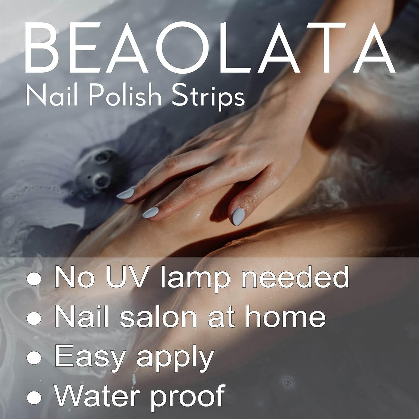 Nail Polish Strips, 32PCS Salon Quality Wraps, Long Lasting Gel Nail Stickers for Women Easy Apply& Remove (Crystal Clear Shadow)