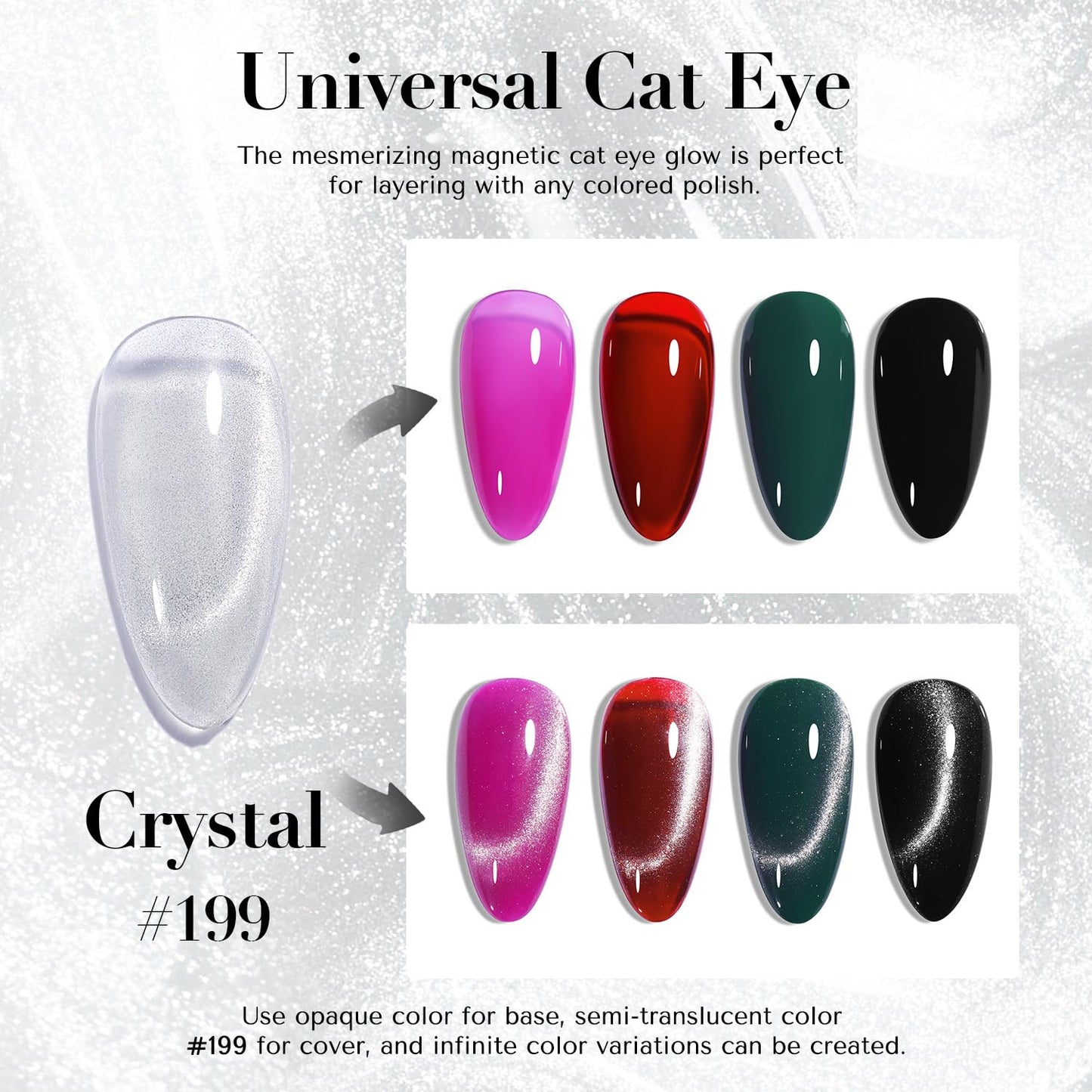 AZUREBEAUTY Cat Eye Nail Polish Fast Drying Silvery Glitter Nail Polish Moonlight Natural Glassy Shine Salon Quality for Women Girl Gifts