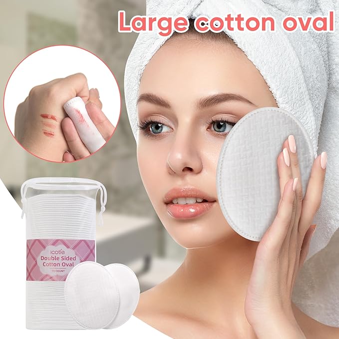 Large Oval Cotton Pads, 280 Count, 3-Layer Dual Textured Design, Lint-Free and Extra Soft, Ideal for Makeup Removal, Facial Cleansing, Toner Application, and Skincare for All Skin Types