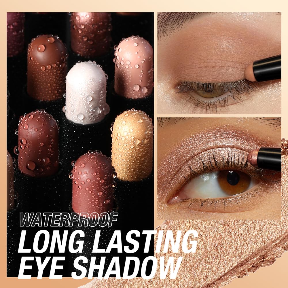 Jolilab Eyeshadow Stick Set, 8 Colors Matte Professional Bright-Colored Contouring and Highlight Stick, Cream Waterproof Long Lasting High Pigmented Eye Shadow. (8, C1)