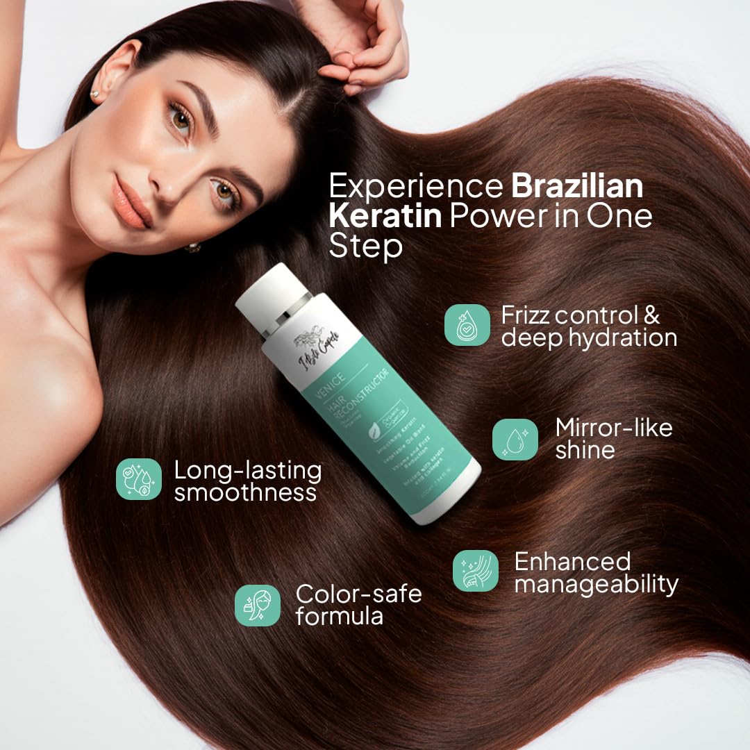 Venice Smoothing Keratin Kit - Brazilian Hair Straightening Treatment for Silky Soft Hair (250g), Pack of 2