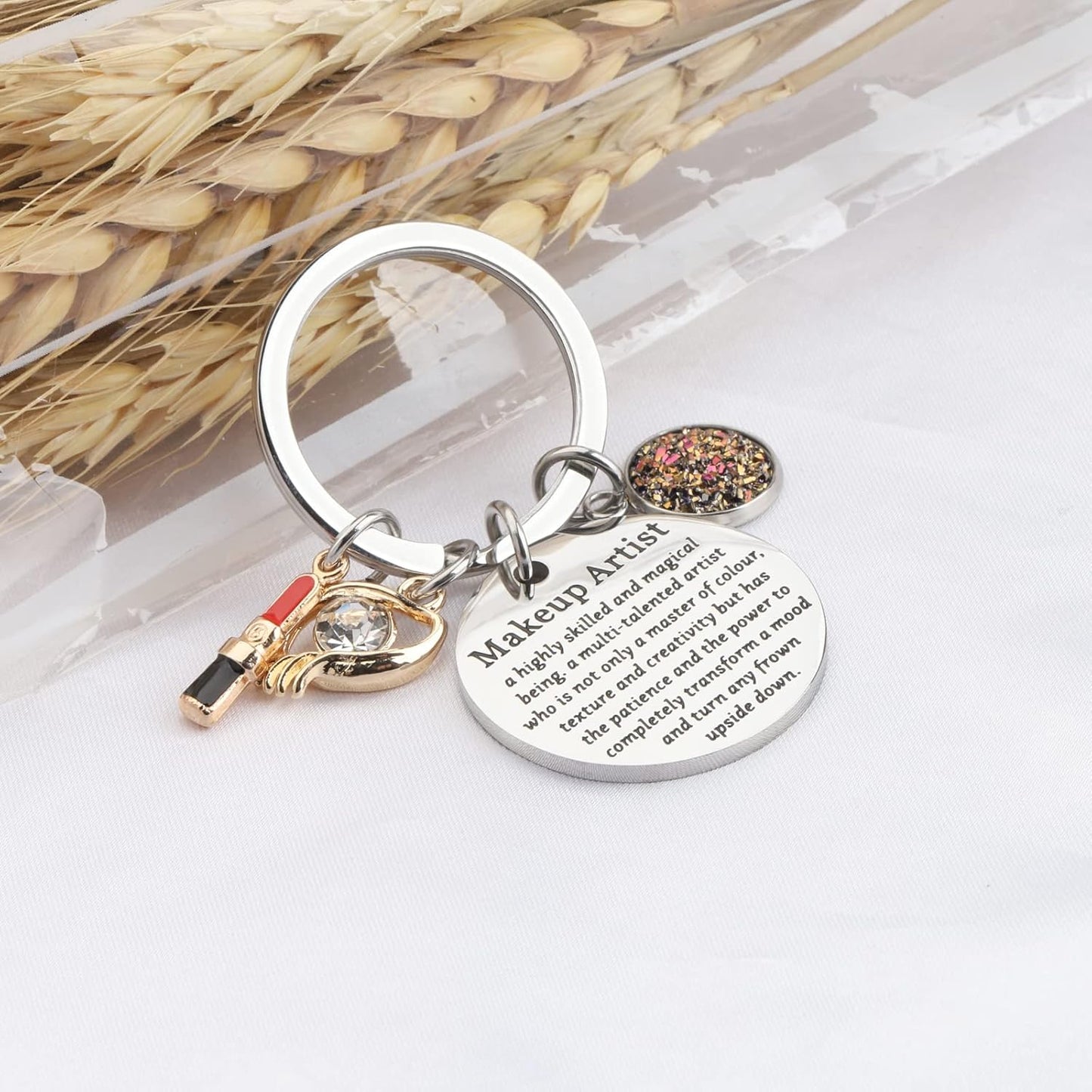 Makeup Artist Keychain Esthetician Gift Beauty Salon Jewelry for Woman Girl Beautician Gift for Makeup Lover