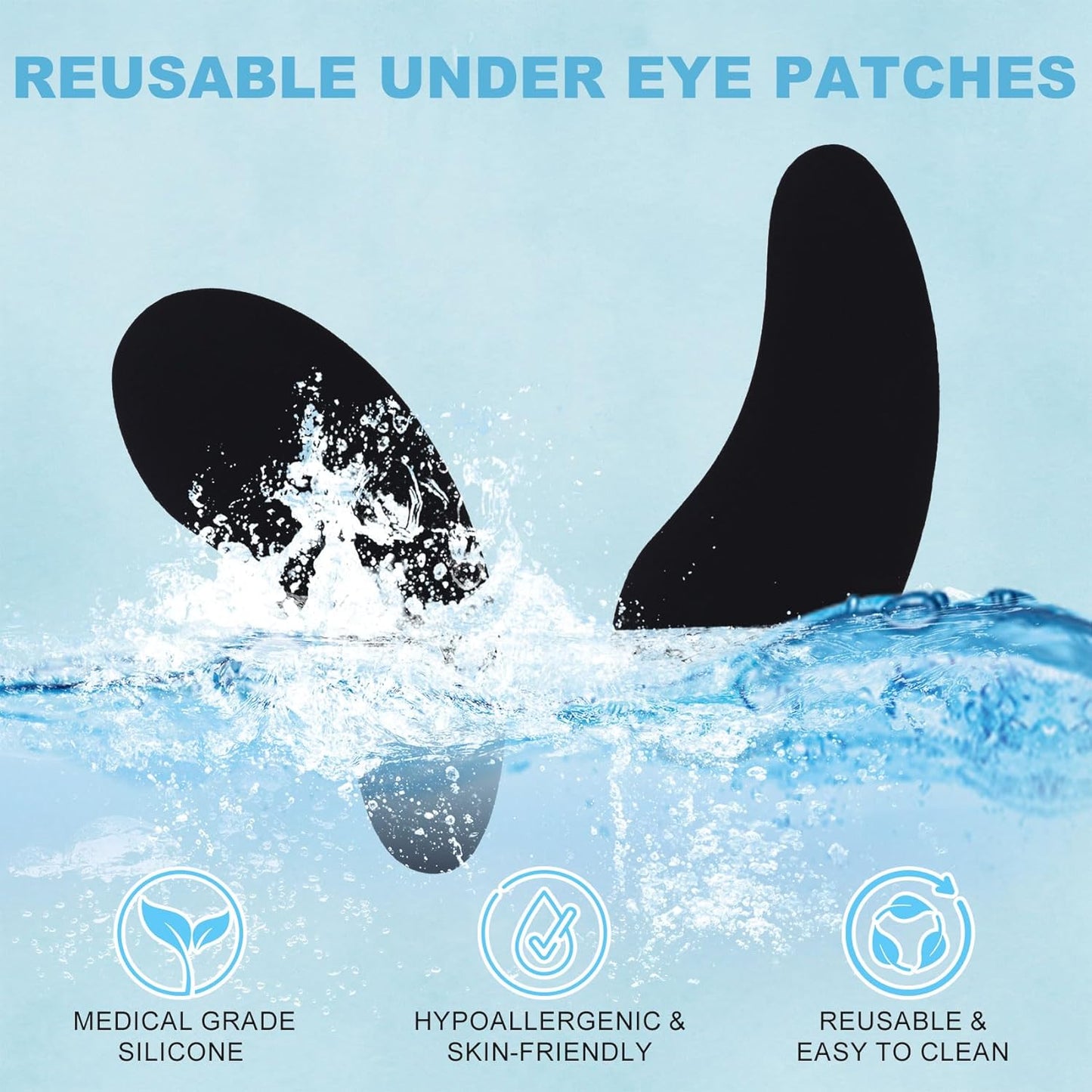 Under Eye Patches 2 Pairs, Silicone Reusable Eye Patches, Under Eye Mask for Skin Care Effect to Reduce Wrinkles and Fine Lines (Black)