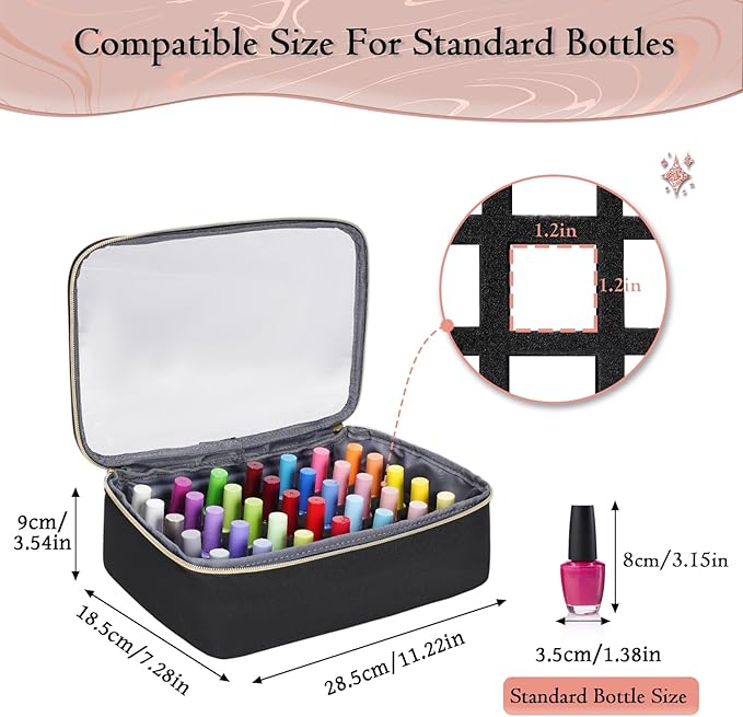 YOREPEK Extra Large Nail Polish Organizer Case Holds 70 to 100+ Bottles (15ml/0.5 fl.oz) UV lamp, Gel Polish Travel Case Bag with 2 Removable Pouches Fits Nail Suppiles, Gifts for Manicurist, Girls