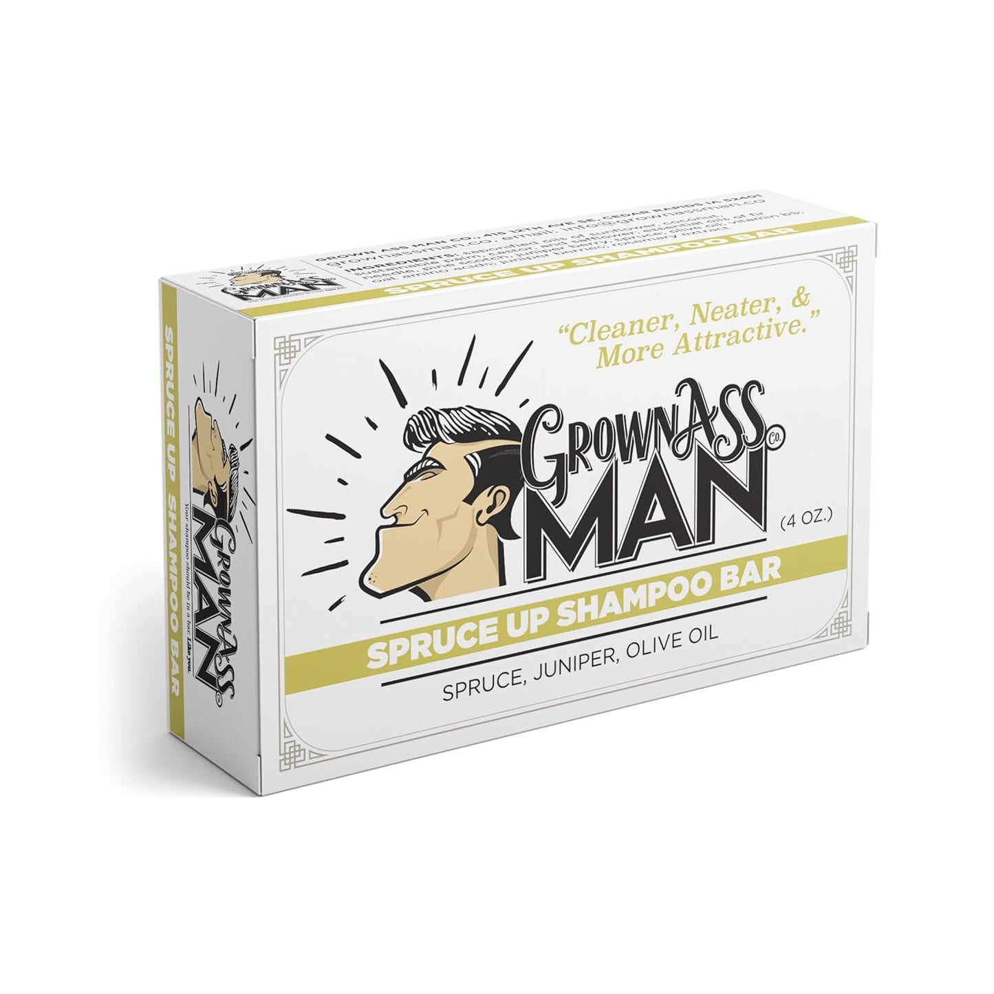 Solid Shampoo Bar Rich Lather 3 in 1: Hair, Beard & Body Wash - Plastic Free & Eco-Friendly, Natural & Organic for All Hair Types, 4oz Bar (Spruce Up, 3-Pack)