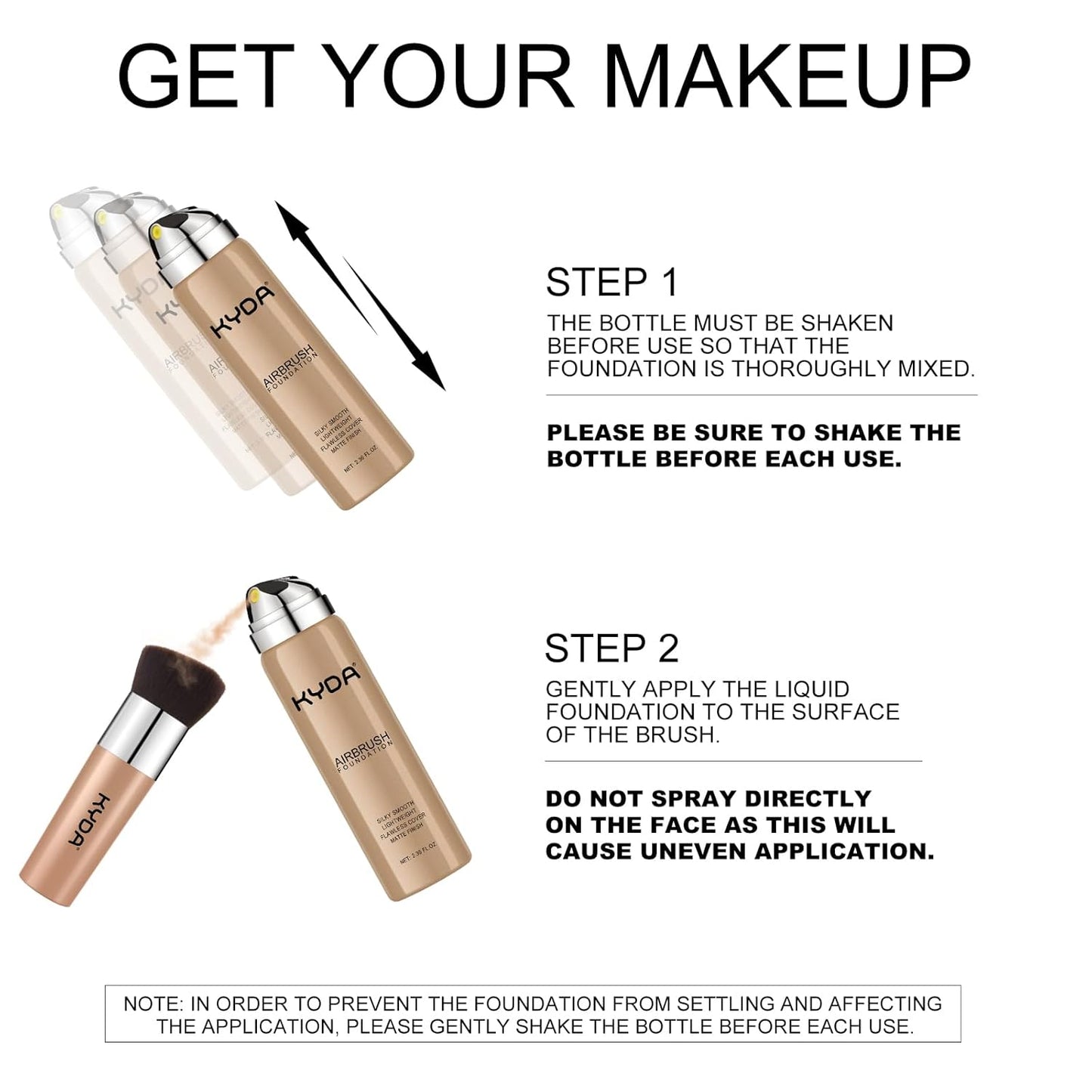 KYDA AirBrush Foundation Spray, Silky Foundation Mist Makeup, Flawless Coverage for Smooth Creamy Nude Finish, Breathable Blendable Lasting Formula, Moisturizing Makeup Primer-#310 Sunny Beige