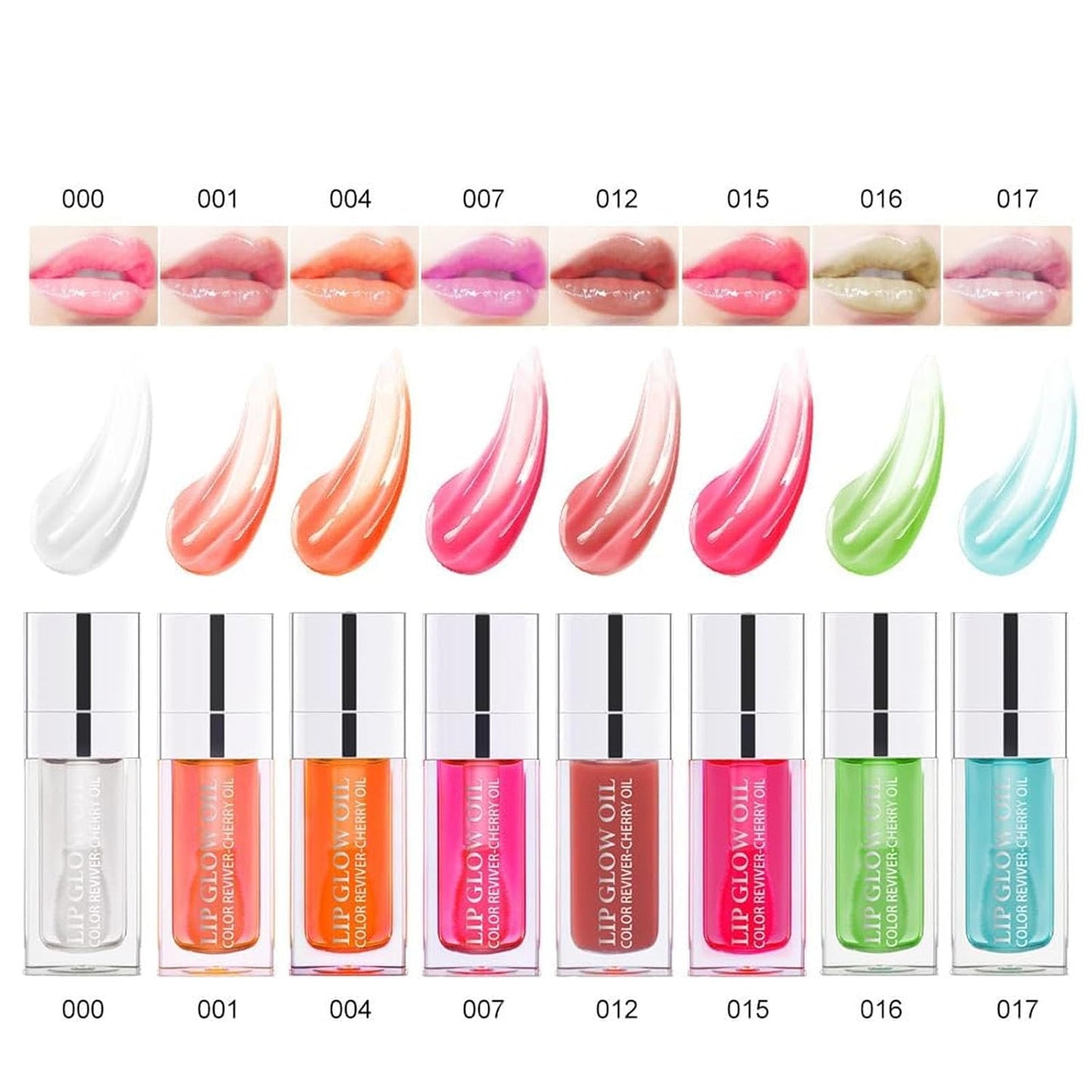 Hydrating Lip Glow Oil, Lip Oil Gloss Transparent Toot Tinted Nourishing Long Lasting Repairing Lightening Lip Lines (CLEAR) 0.2 OZ