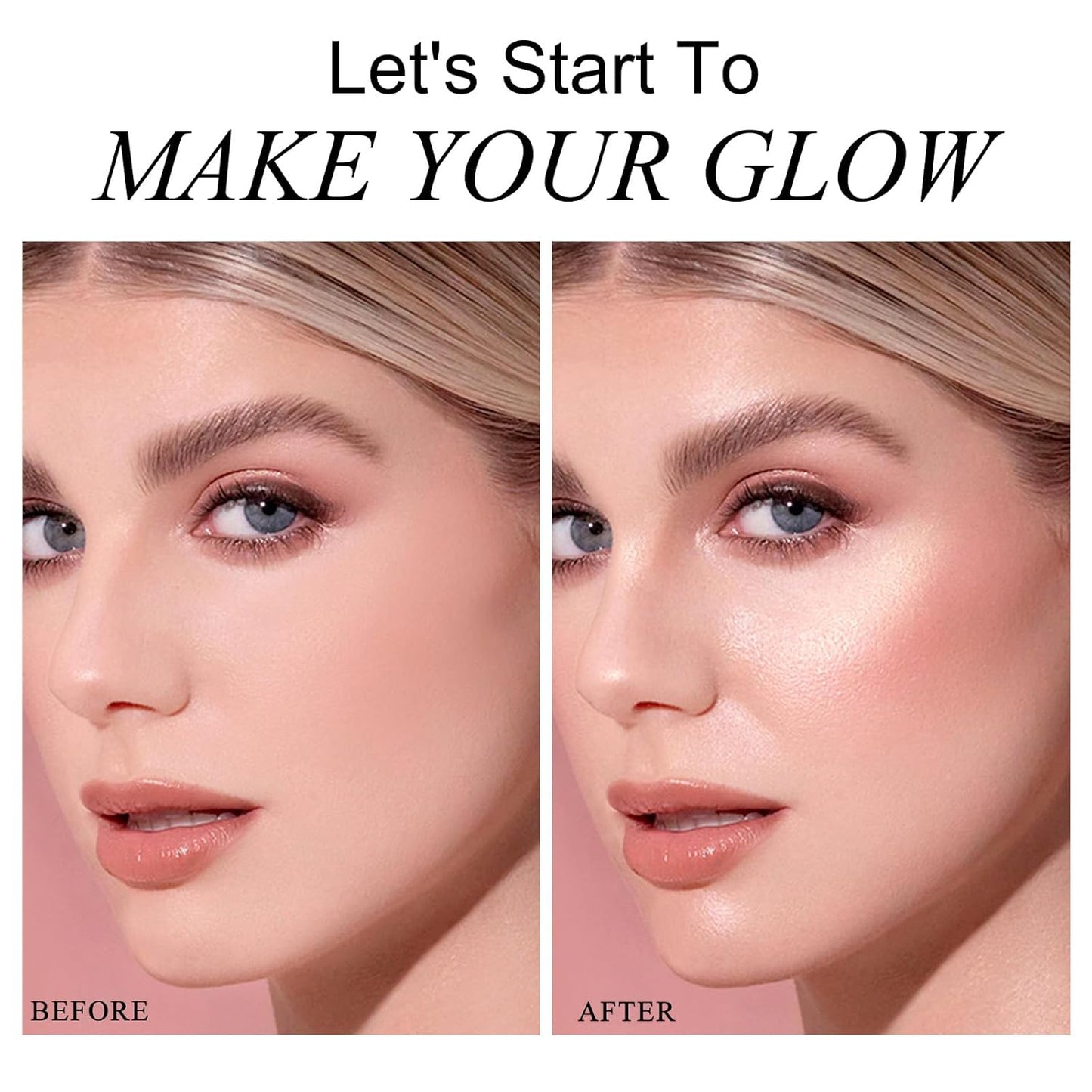 KYDA Face Highlighter Palette, High Glossy Face Illuminator Palette, Natural Glow Finish, Pearl Shimmer Smooth Baked Powder, Lasting Sparkling Highlighter Makeup-PEARL