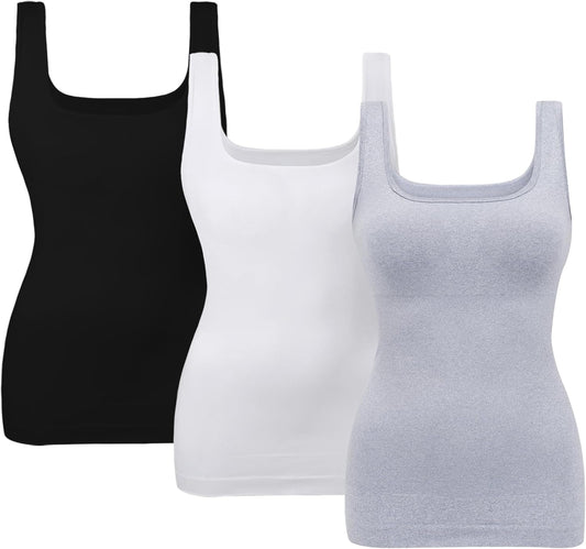 EUYZOU Women's Tummy Control Shapewear Tank Tops Seamless Square Neck Compression Tops Slimming Body Shaper Camisole