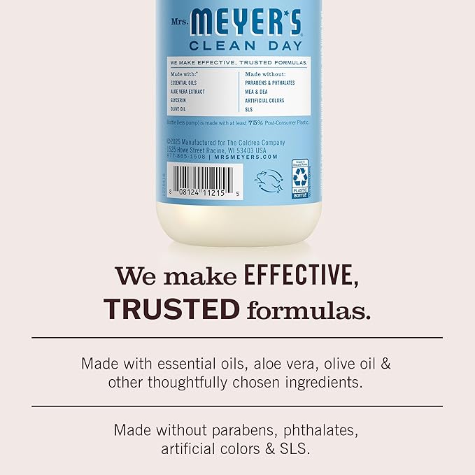 MRS. MEYER'S CLEAN DAY Hand Soap, Rain Water Scent, 12.5 Fl Oz Bottle - 3 Pack