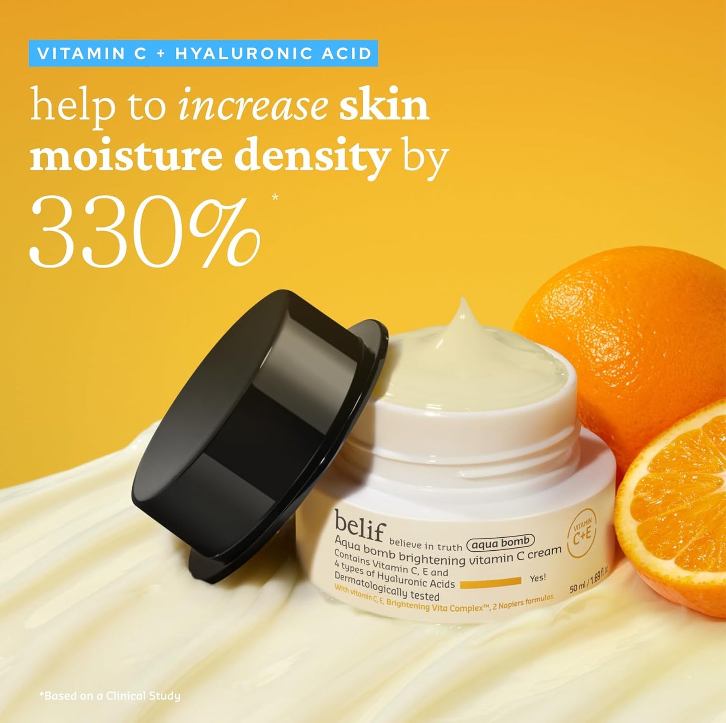 belif Aqua Bomb Vitamin C Face Cream Moisturizer, Infused with Hyaluronic Acid, Vitamin C & Vitamin E, Intense Hydration, For All Skin Types, Korean Skin Care