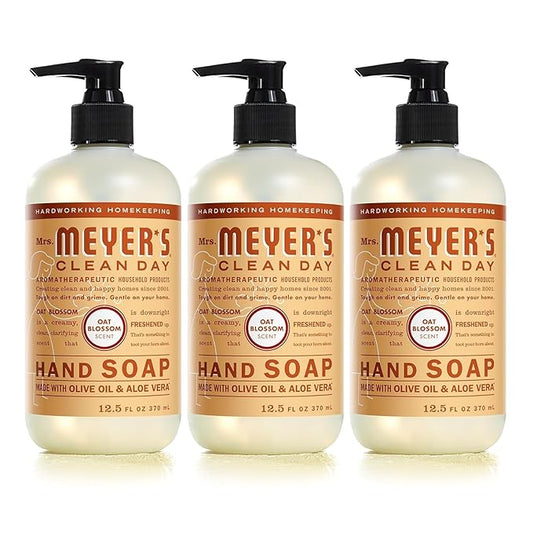 MRS. MEYER'S CLEAN DAY Hand Lotion for Dry Hands, Non-Greasy Moisturizer Made with Essential Oils, Oat Blossom, 12 oz Bottles, Pack of 3