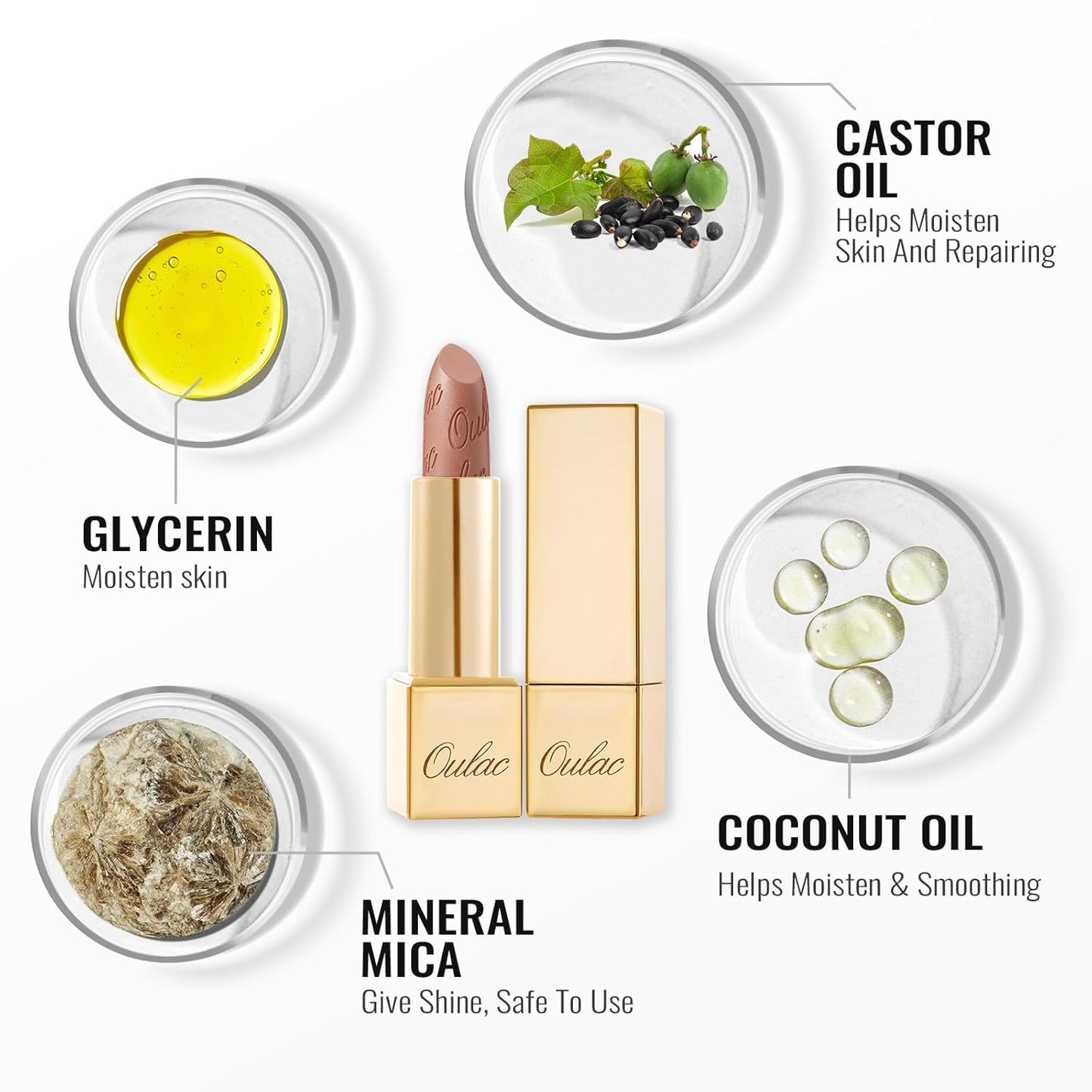 Oulac Metallic Orange Lipstick Set 3PCS, Comfortable Creamy Texture, Smooth No Grainy Feeling, Vegan & Gluten Free, Full-Coverage Lip Makeup, 3 X 4.3 g, 605+02+05