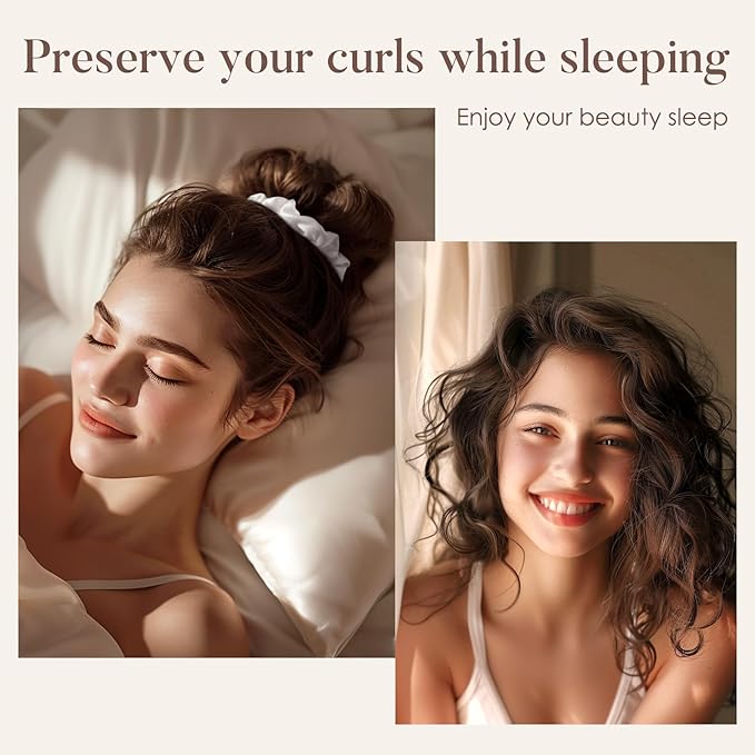 LULUSILK Silk Scrunchies for Hair Sleep, 100% Real Mulberry Silk, No Damage Hair Ties for Women and Girls, Black White and Light Brown, Pack of 3