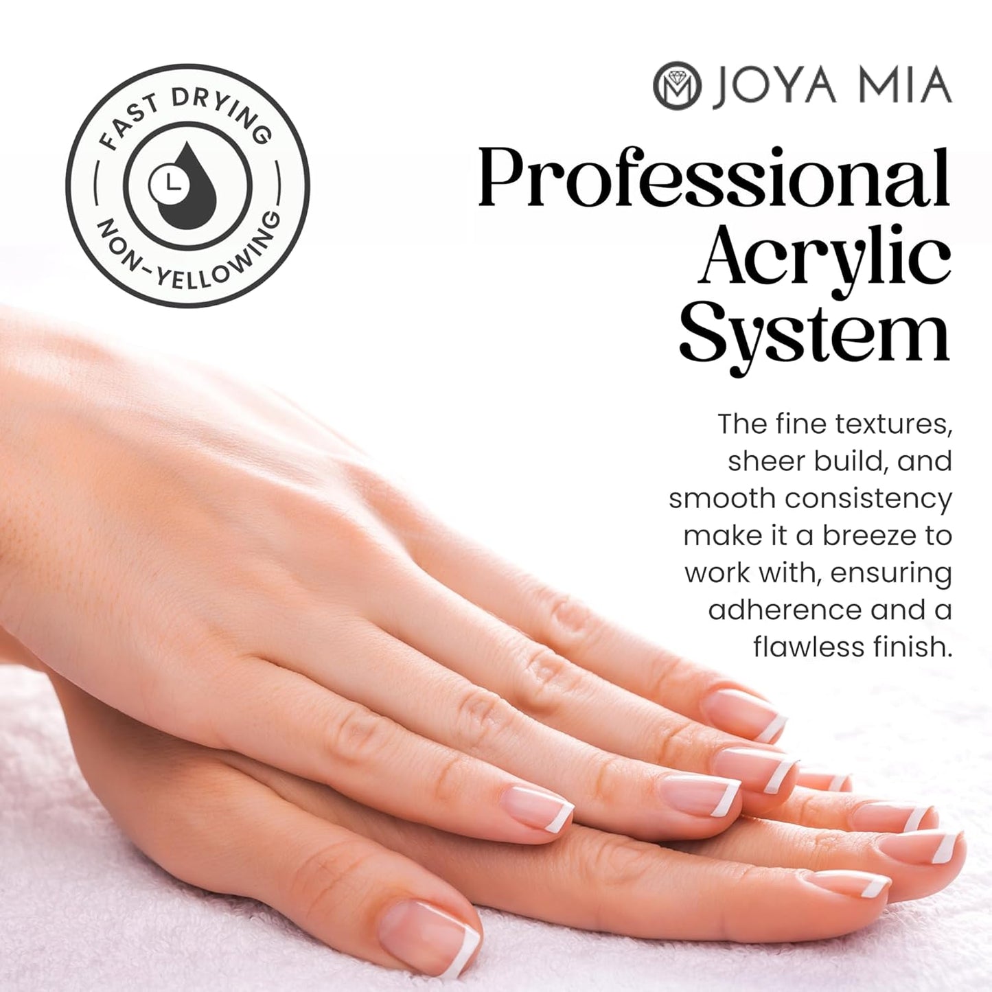 Joya Mia Acrylic Powder for Nails, MMA-Free, Super Adhesion Professional Powder for Flawless & Long-Lasting Nail Enhancements, Easy Application, Vibrant & Stunning Colors - Pure White, 16 oz