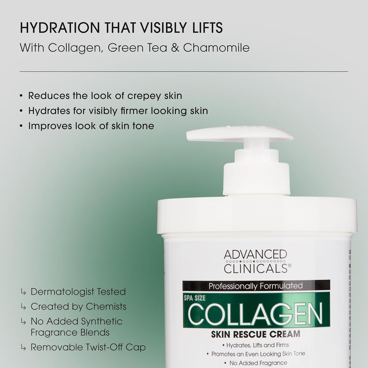 Advanced Clinicals Collagen Cream Body Lotion & Face Moisturizer W/Vitamin E | Skincare Moisturizing Collagen Lotion For Women, Men, Hand, & Neck Improves Look Of Crepey Skin & Uneven Dry Skin, 2pc