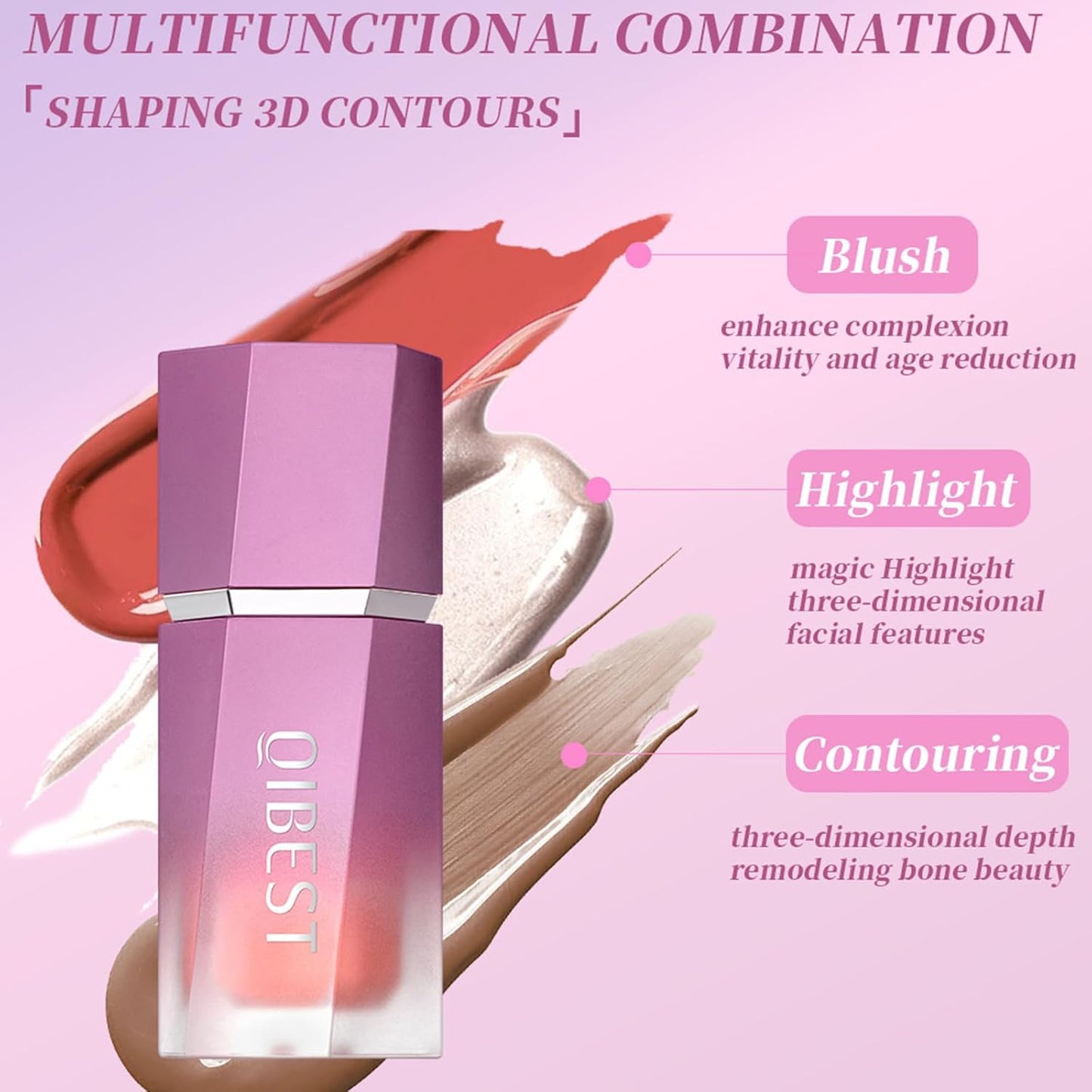 Soft Liquid Contour Stick, Liquid Face Bronzer Stick Built-in Sponge Tip, Cool Toned Liquid Contour for Women and Girl, Lightweight Blendable Cream Bronzer Stick Makeup,05 Bronzer