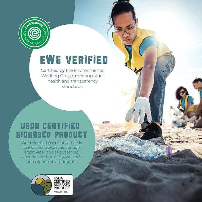 Reef Safe Sunscreen SPF 45 – Biodegradable Mineral Zinc Oxide Lotion, Water Resistant, Travel Size 2.5 oz, Face & Body