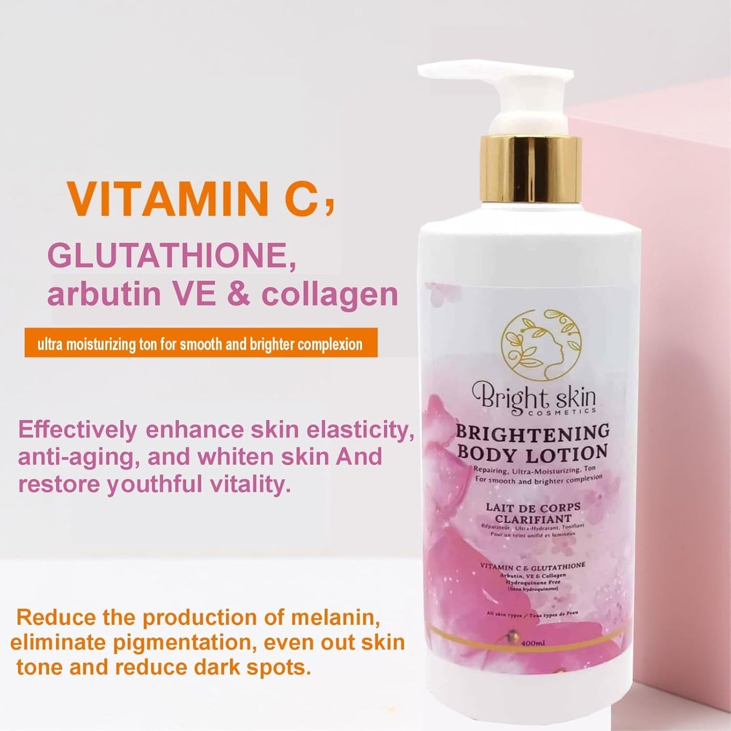 Brightening Body Lotion - 1 lbs, Repairing & Anti-Aging Moisturizer for Smooth, Brighter Complexion