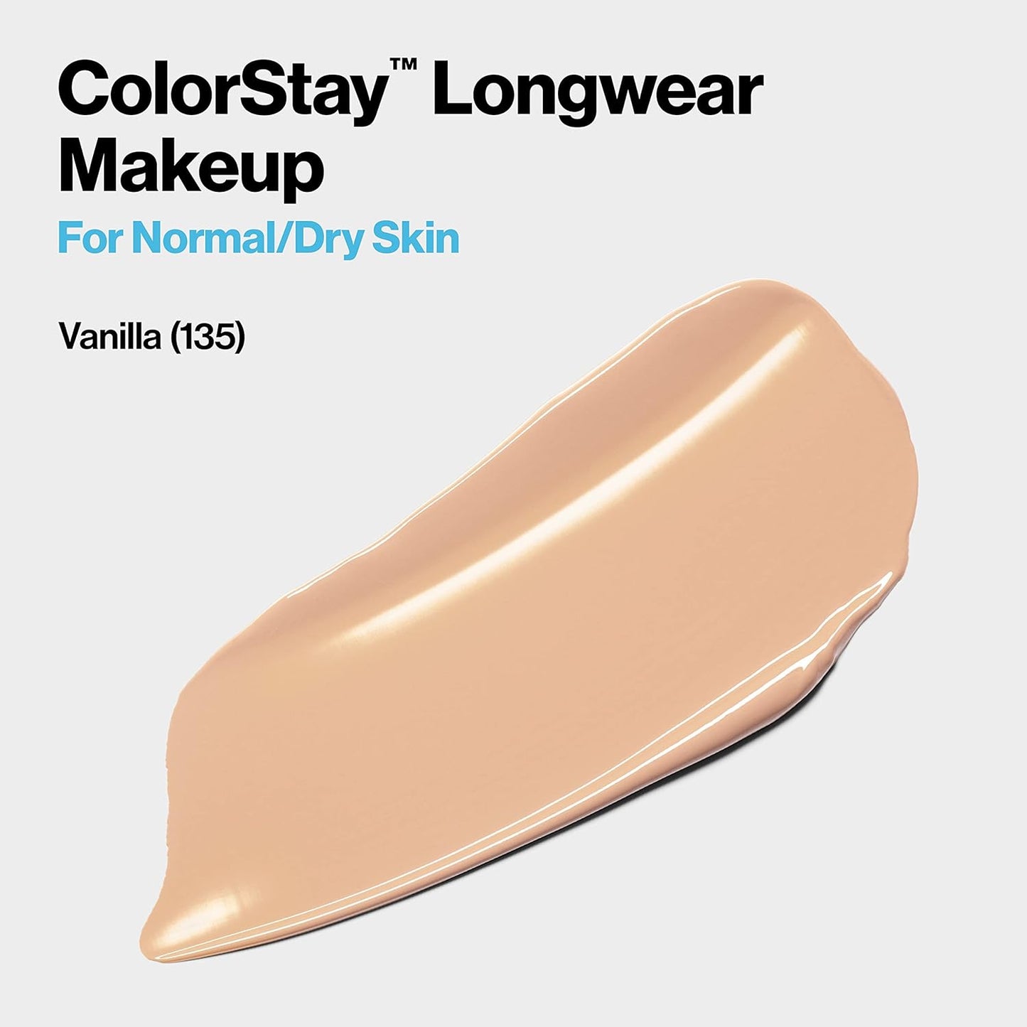 Revlon Liquid Foundation, ColorStay Face Makeup for Normal & Dry Skin, SPF 20, Longwear Medium-Full Coverage with Natural Finish, Oil Free, 135 Vanilla, 1 Fl Oz