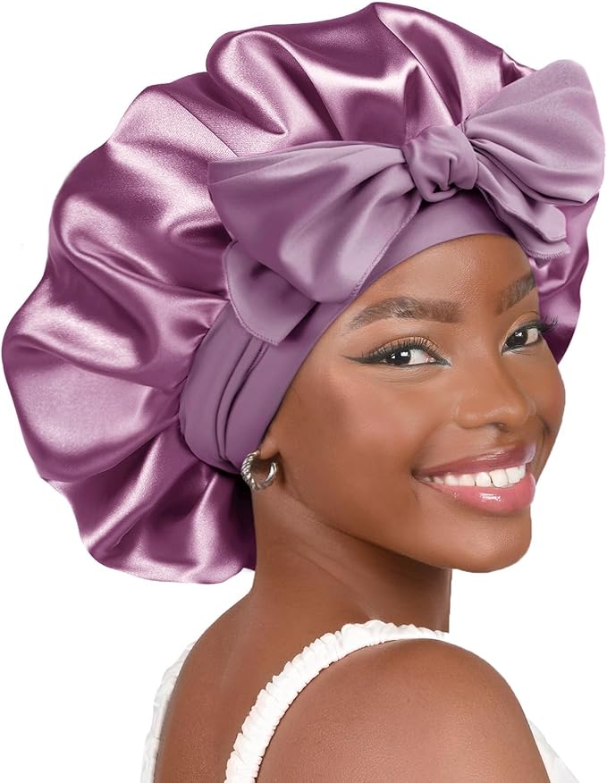 YANIBEST Adjustable Satin Bonnet for Sleeping Women Double Layer Hair Wrap Reduce Friction Prevent Frizz Natural Curly Hair