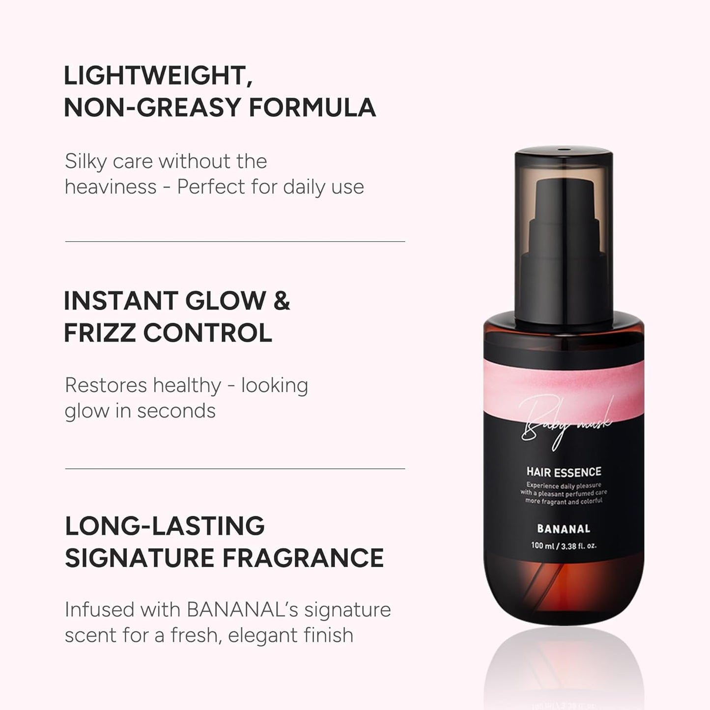 Perfumed Hair Oil & Serum – Korean Hair Essence Oil for Frizzy Hair, Shine & Damage Repair – Argan Oils & Amino Acids – Sulfate & Paraben-Free – Baby Musk, 100ml / 3.38 fl oz
