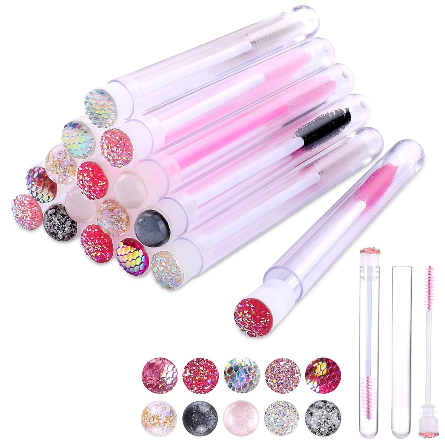 50pcs Eyelash brush Lash Wand Makeup tool Eyelash Extension supplies Cleaning brush Diamond Mascara (50, mix)