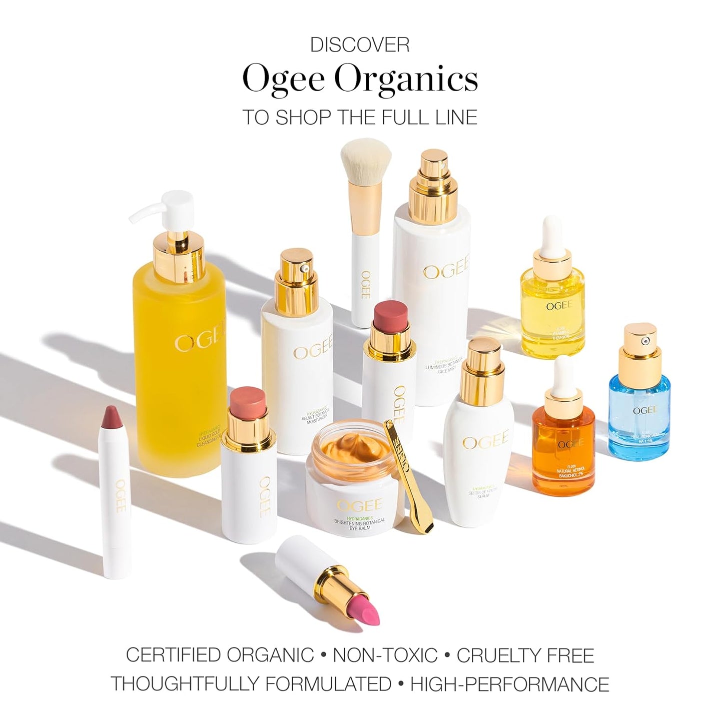Ogee Face Stick Trio - Golden Contour Stick Makeup Collection - Certified Organic Bronzer, Blush Stick, and Highlighter Stick for a Flawless Look