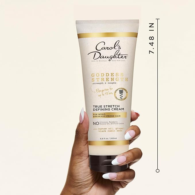 Carol's Daughter Goddess Strength True Stretch Defining Hair Cream For Waves,Coils and Curls,Curl Defining Cream with Castor Oil,6.8 Fl Oz,(Pack of 2)