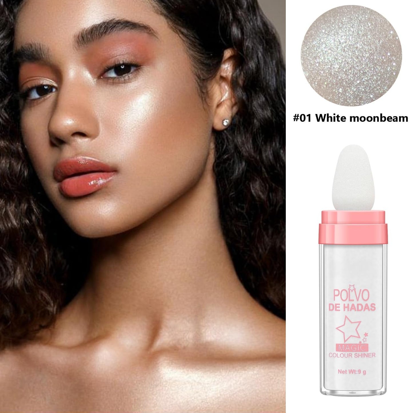 URQT 4 Color Polvo De Hadas Fairy Dust Highlight Patting Powder - Full Body Contouring and Clavicle Pearlescent Patting Powder for Face and Eye, Halloween Sparkling Body Glitter Powder (4 Pack)