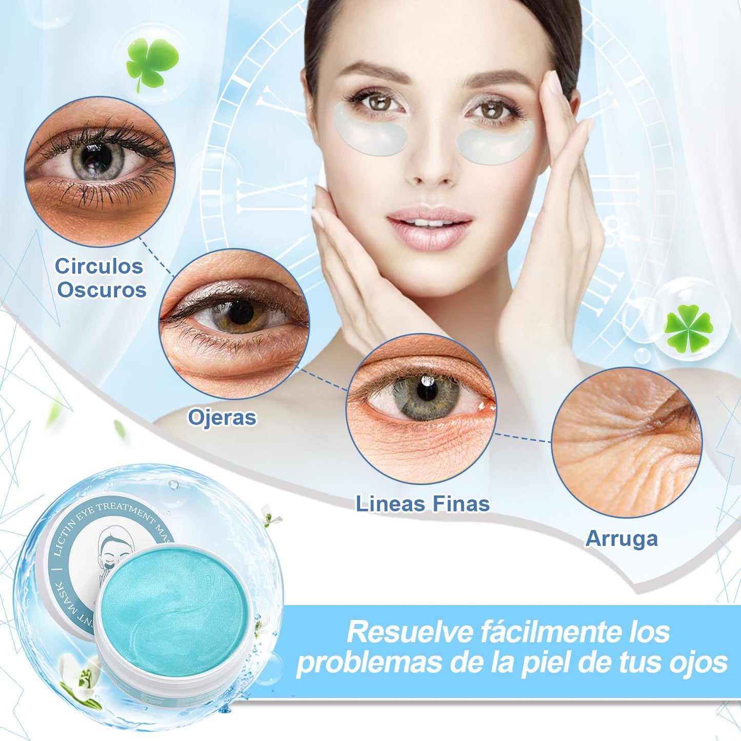 Lictin Under Eye Patches, 60Pcs Under Eye Mask for Puffy Eyes, Dark Circles, Eye Bags, Puffiness, Wrinkles,Anti-aging Under Eye Treatment, Skin Care for Women and Men