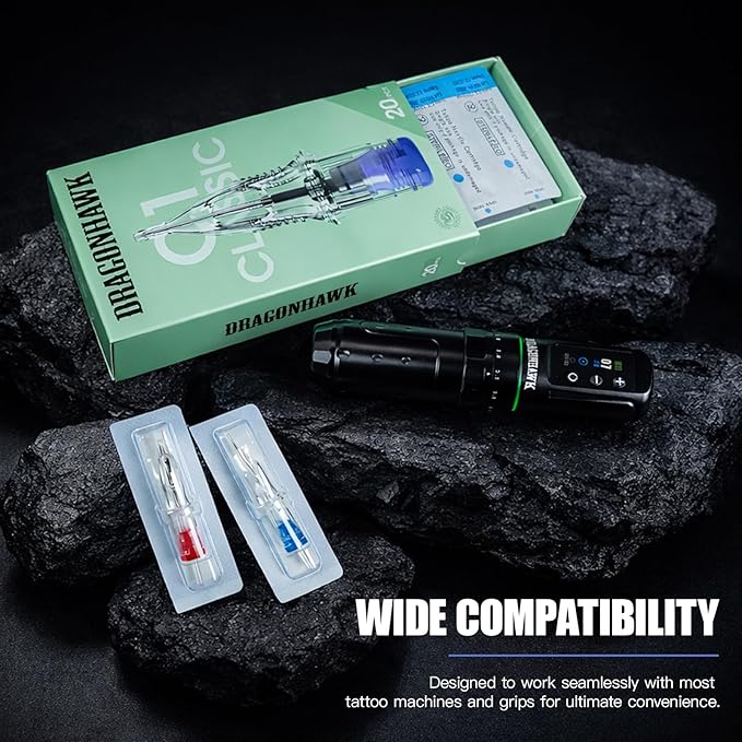 Dragonhawk 20Pcs Extreme Cartridges Disposable Tattoo Needle Standard 7 Single Stack Magnum 1207M