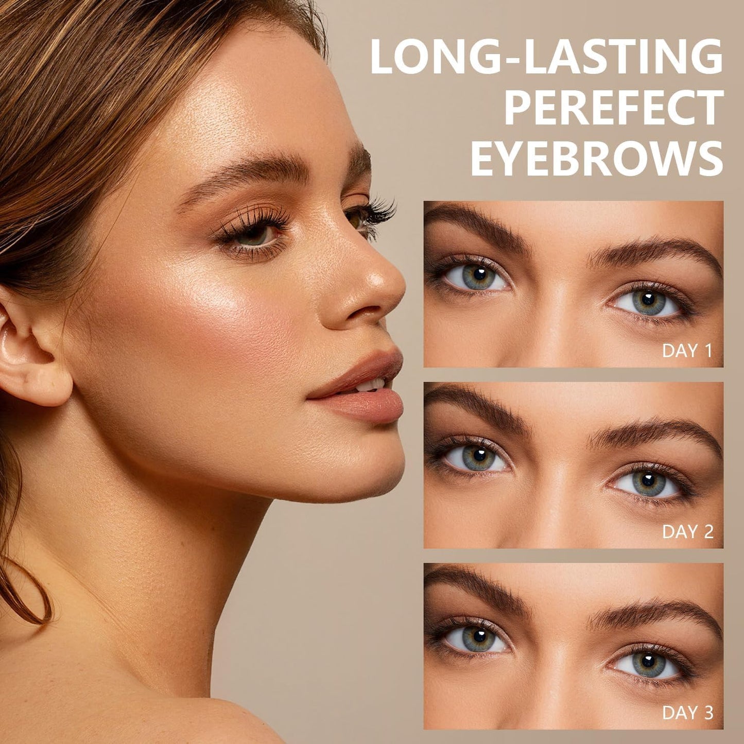 Tattoo Eyebrow Gel Easy Peel Off, Peel Off Eyebrow Tint, Easy Peel off Eyebrow Gel, Peel Off Eyebrow Tint, Waterproof & Sweatproof for All Skin Types (3 pcs)