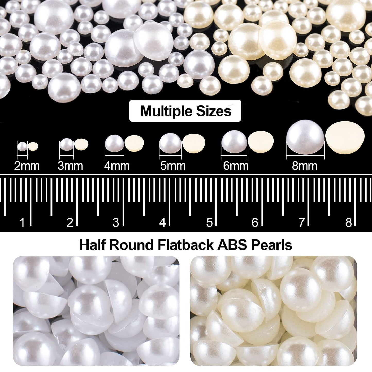 Flat Back Rhinestone+Half Round Pearl Kits Colorful Rhinestones+White+Beige Pearls With Picker Pencil And Tweezer For Home DIY And Professional Use