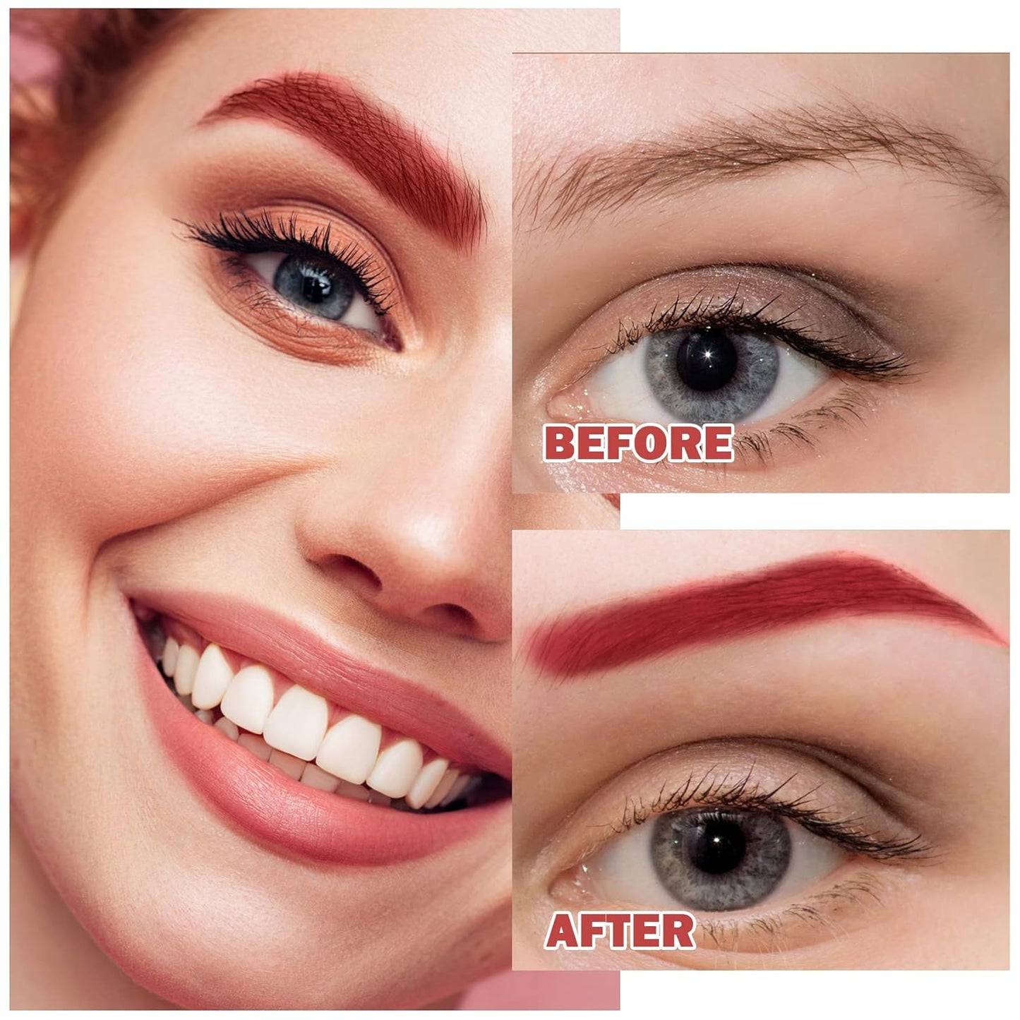 Eyebrow Pomade Cream,Brow Pomade Gel Naturally Long Lasting Waterproof,Delicate and Smooth Eye Brow Makeup Cosmetics with Eyebrow Brush - Bright Red