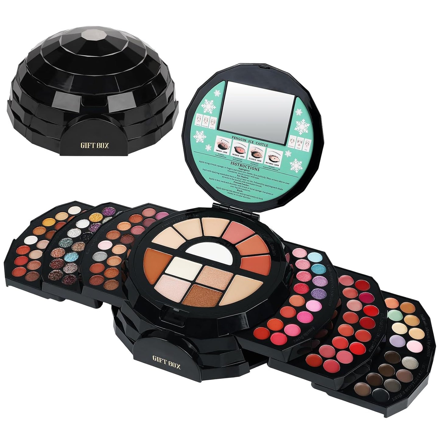 109 Colors Makeup Kit for Women Girl Full Kit Gift Set with Mirror All in One Make up Palette Included Eyeshadow Glitter Lipstick Concealer Eyeliner Eyebrow Highlighter Contour Blusher Compact PowderN