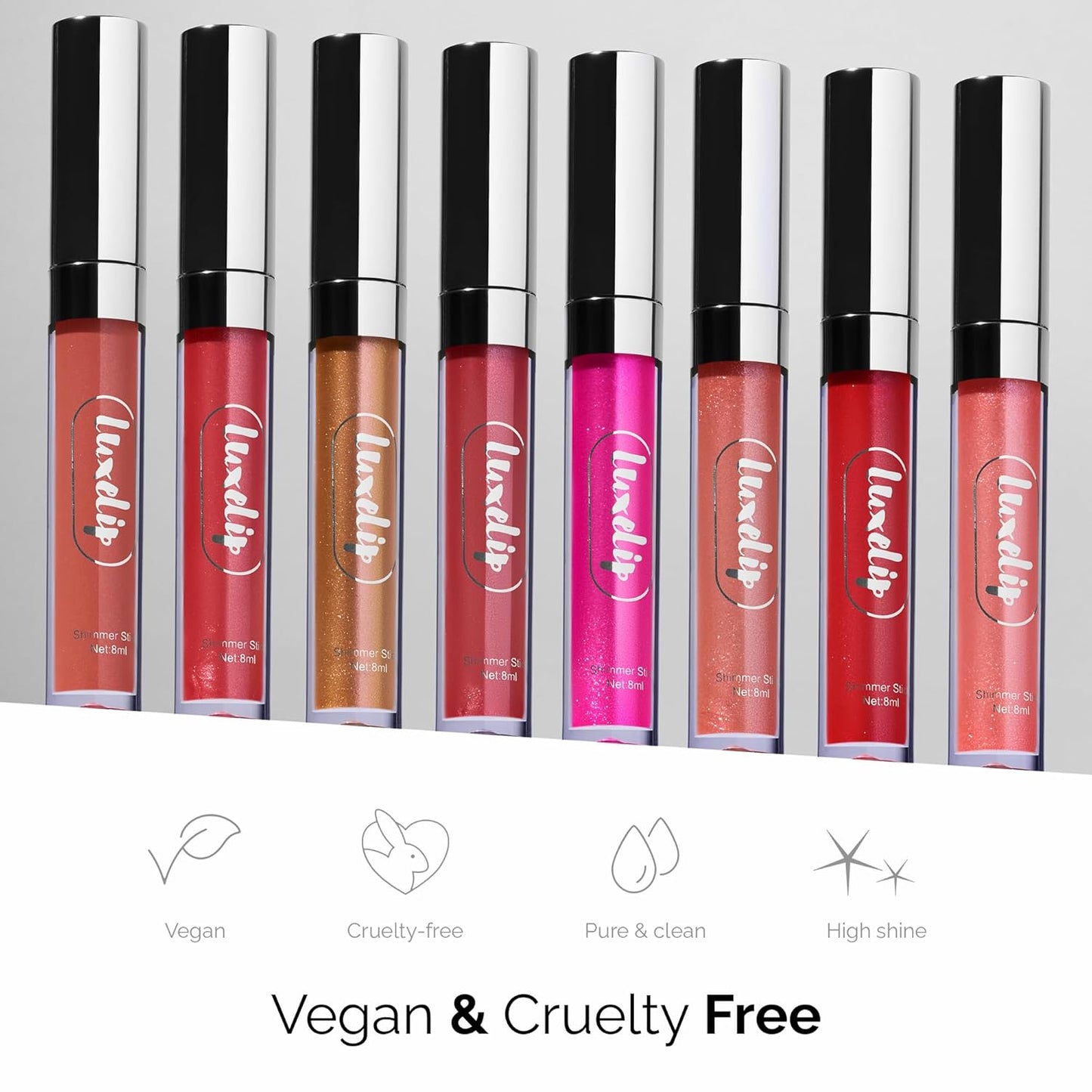 LuxeLip™ Matte Lipstick, Hydrating Non-Sticky Lip Gloss for Luminous Shine & Moisturized Lips, Lightweight, Long-Lasting Glossy Finish, Cruelty-Free Lip Makeup for Women (Champagne Frost, 8ml)