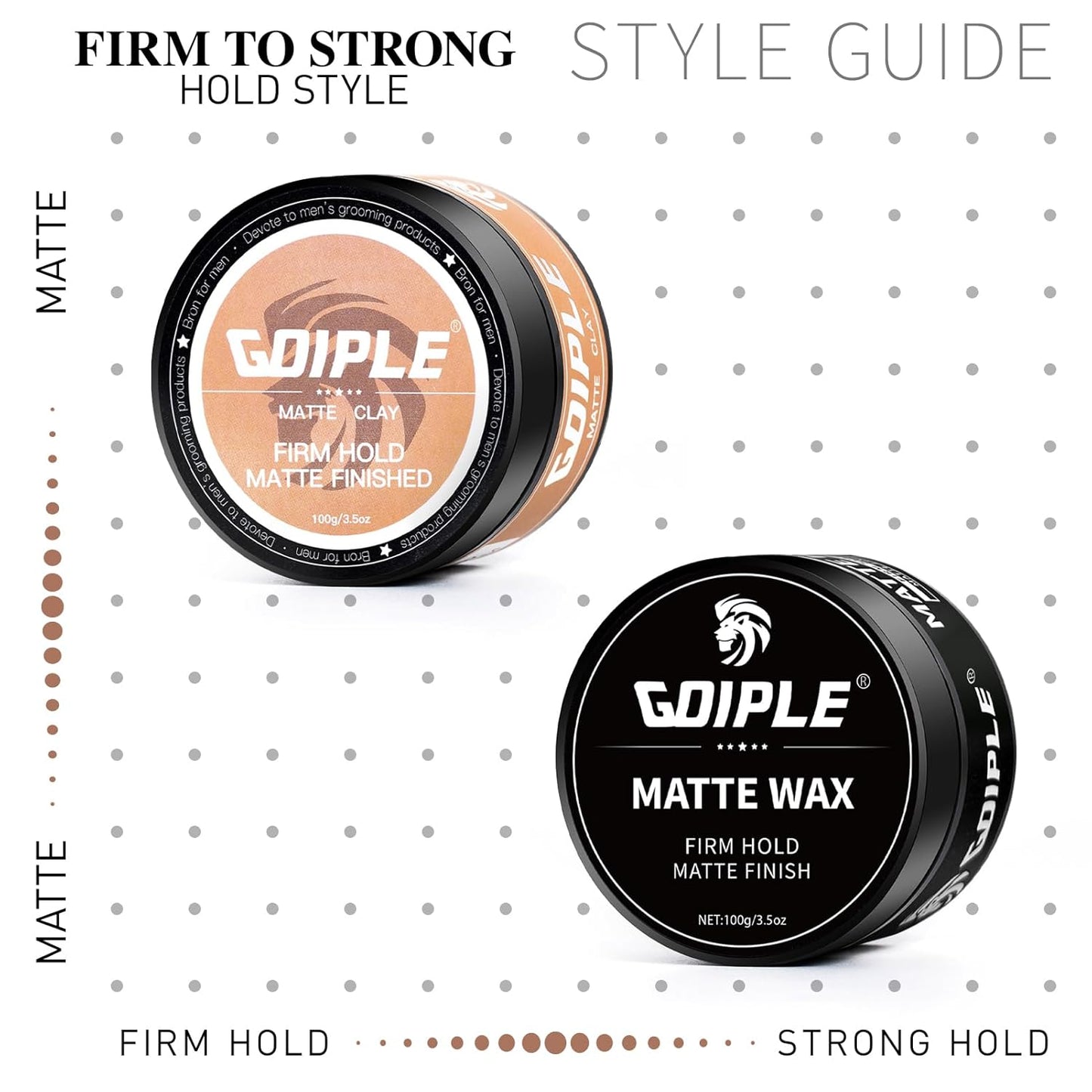 Hair Matte Wax for Men Firm & Strong Hold Matte Finish- Premium Water Based All Day Hold Hair Styling Clay- Hair Pomade Mens Styling Clay with Matte Shine- Mens Hair Styling Products Flake-Free(2PCS)