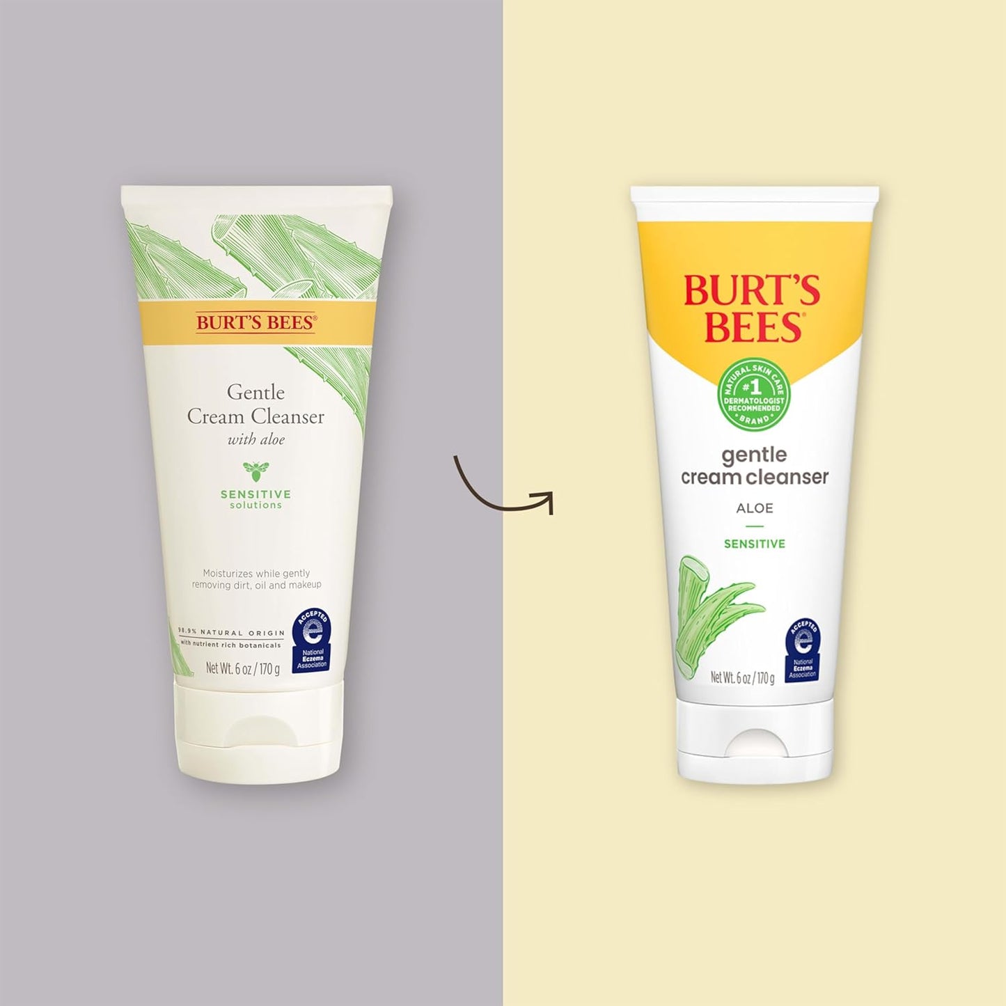 Burt's Bees Back To School Dorm Essentials, Gentle Cream Cleanser with Aloe for Sensitive Skin, 98.9% Natural Origin, 6 Ounces