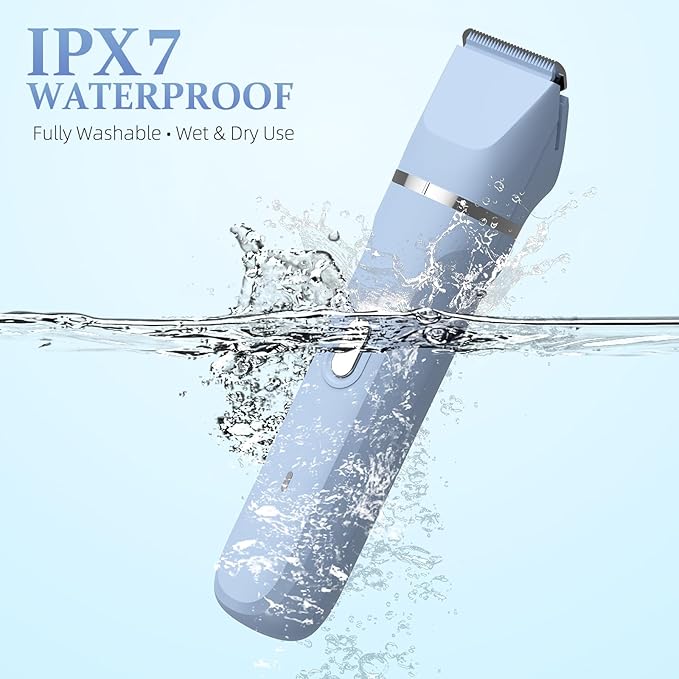 5-in-1 Bikini Trimmer for Women, IPX7 Waterproof Electric Razors Shaver, Cordless Body Hair Trimmer, Facial & Pubic Hair Removal, Ceramic Blade (Sky Blue)