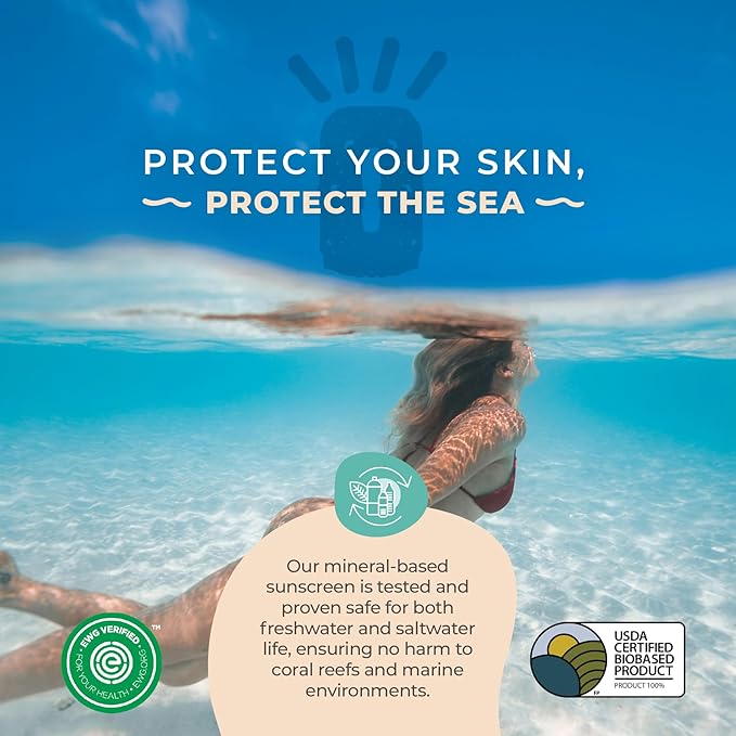 Tinted Mineral Sunscreen SPF 45 – Reef Safe Zinc Oxide Face Sunscreen with Natural Tint, Water Resistant, Travel Size 2.5 oz